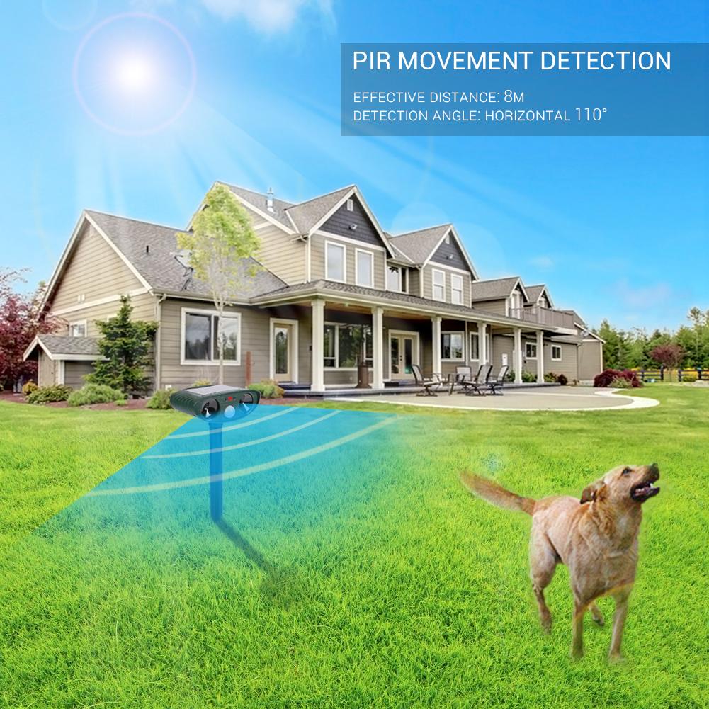 Outdoor Weatherproof Solar Powered Ultrasonic Animal Repeller with Flashing LED Light