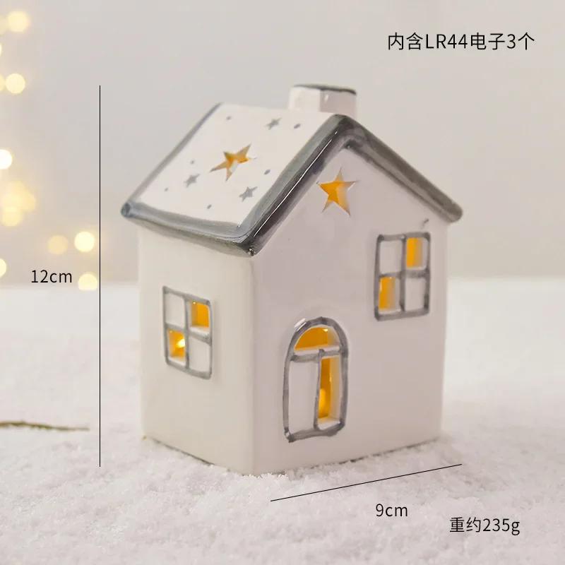 Nordic Ceramic Luminous Train Mini Igloo Luminous Small Ornaments Home Christmas Ornaments New Year Gifts