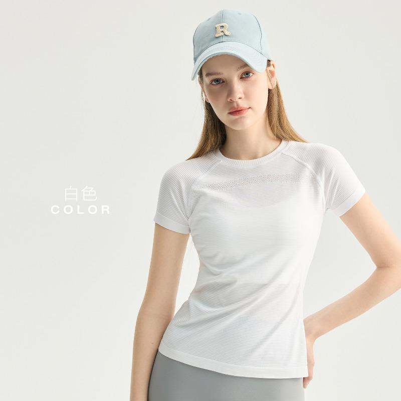 New sports short-sleeved women's summer seamless yoga clothes, running training, cycling training, fitness tops, Pilates yoga shirts