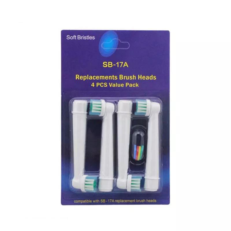 Replacement Electric Toothbrush Heads SB-17A Compatible Soft Bristles 4 Pack Value Set for Oral Care Electric Toothbrush Models