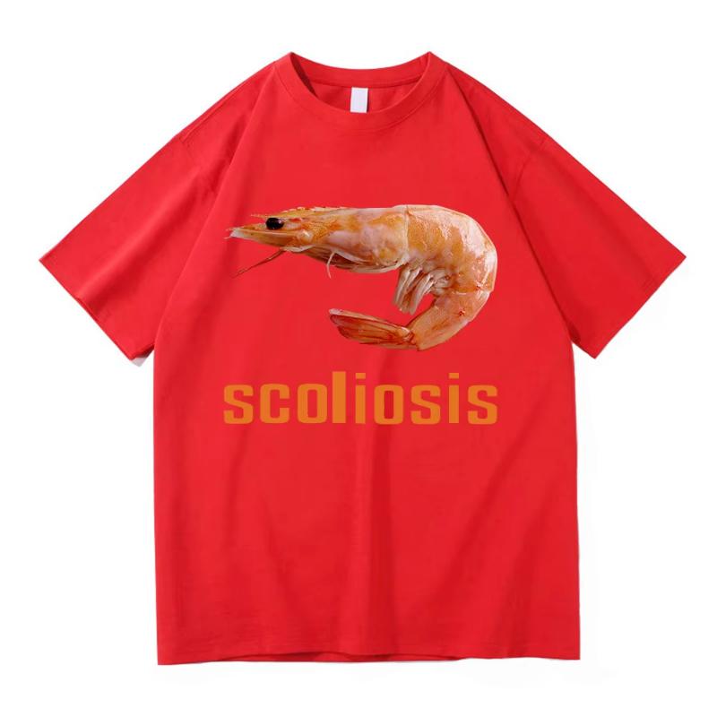 

Scoliosis Funny Shrimp Meme T Shirt Fashion Women Aesthetic Graphic T-Shirt Unisex Streetwear Cool Retro Cotton Shirts 3XL