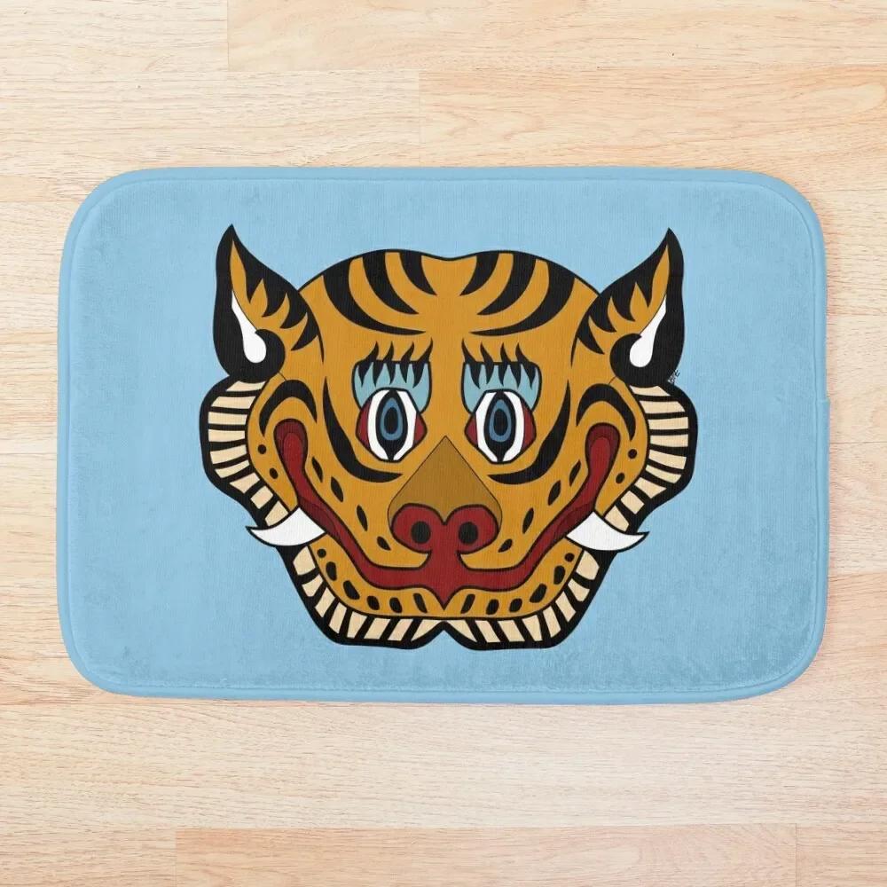 Tigerfell Grün Fußmatte Heimteppich Rutschfest Tierteppich Für Badezimmer Küche Flur Wohnzimmer Eingang Bodendekor Fußmatte