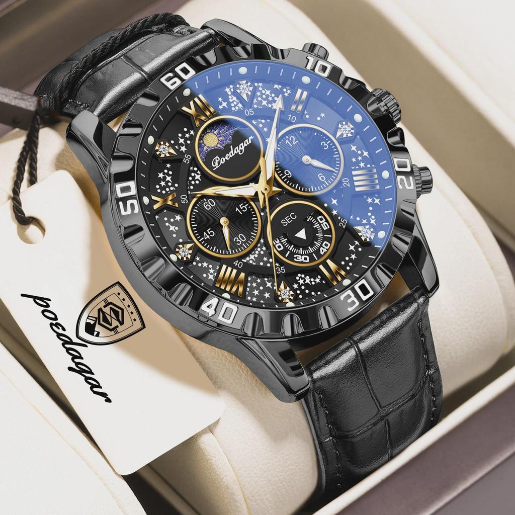Top Military Man Wristwatch Waterproof Luminous Chronograph Leather Exquisite Watches Men Sports Quartz Watch