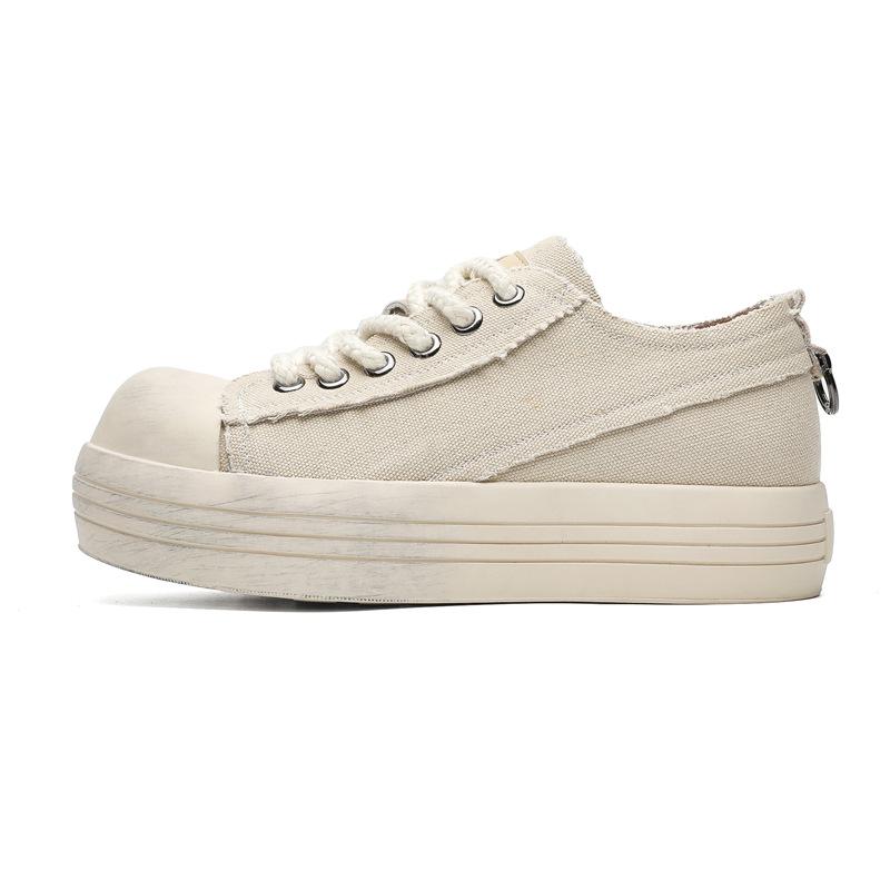 Mickey head European and American round head canvas ugly cute platform casual shoes lace up old retro deep mouth shoes 66647-J