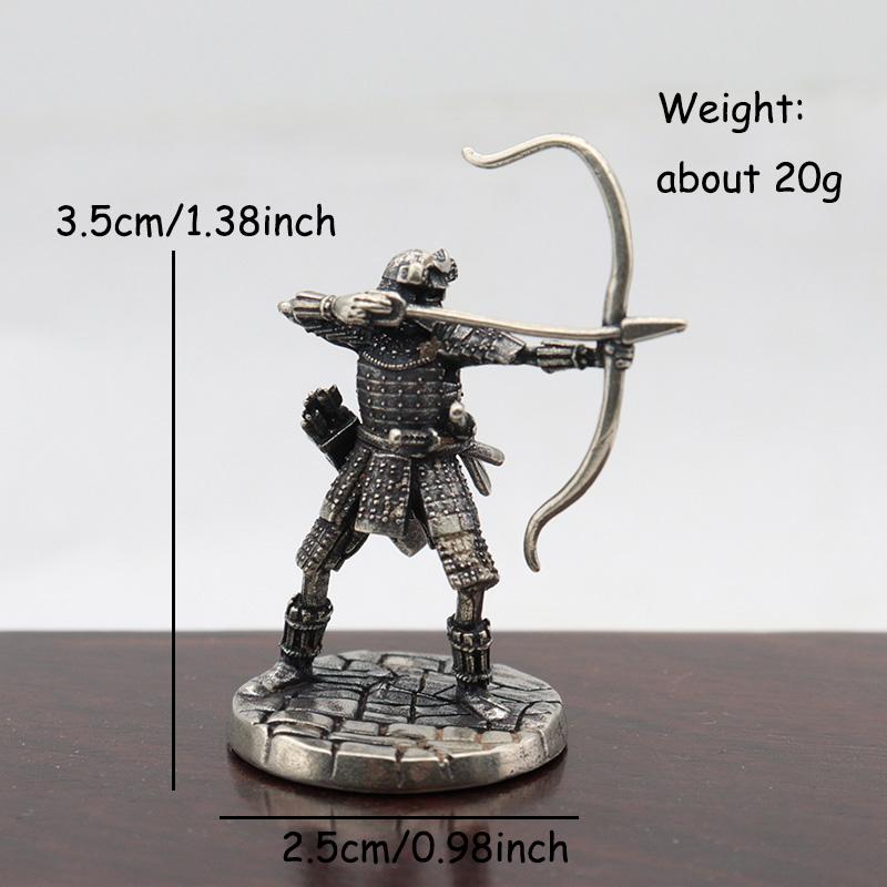 Figurines de Guerrier Squelette Archer Soldat du Shogunat Japonais en Laiton Blanc Pièces d'Échecs de Guerre Petit Ornement Décoration de Maison