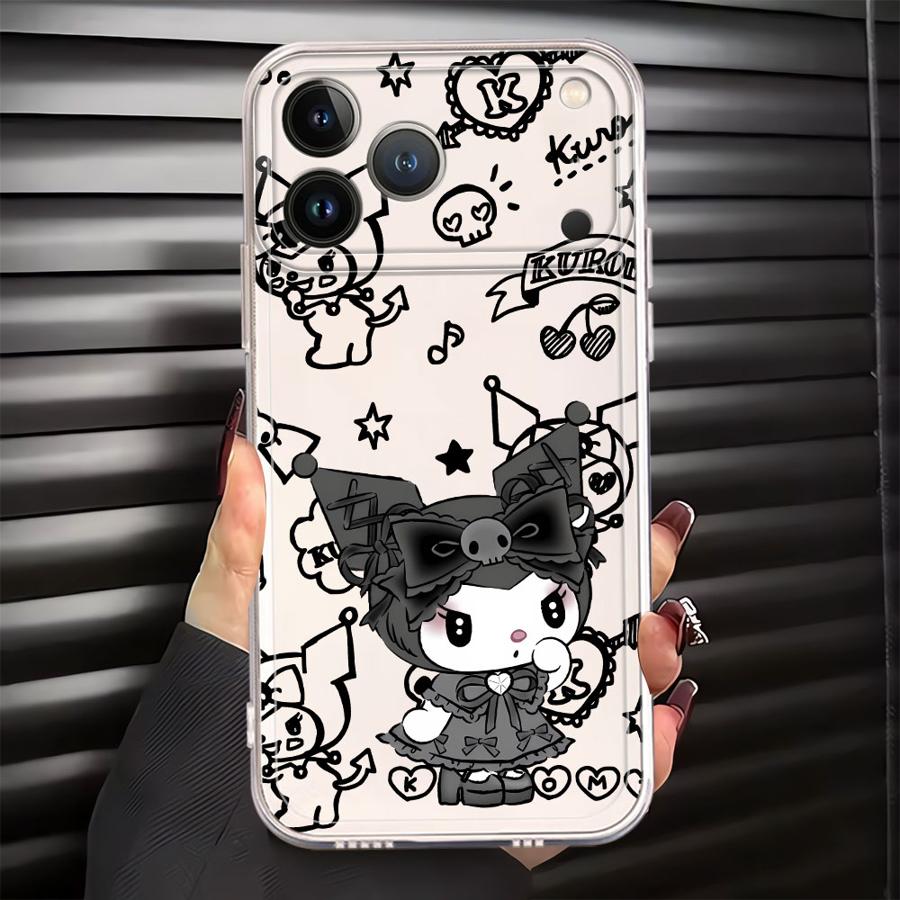 

Case for iPhone 17 Pro Max Air XR 12 Mini XS Max 11 16 14 Plus 7 8 13 Pro 15 Soft Phone Cover Cute Cartoon Kuromi iPhone 13 mini