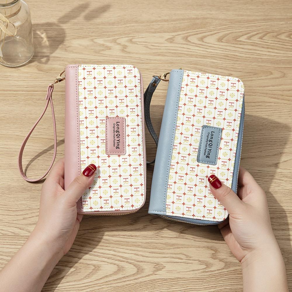 New PU Leather Female Long Wallet Large Capacity Multifunctional Money Purses Double Layered Handbag