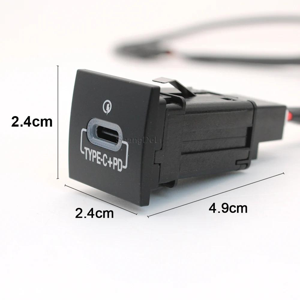 Car USB Charger PD Quick Charge QC3.0 Phone Charging Adapter Outlet Button For Volkswagen Golf 6 Jetta 5 MK6 Scirocco 2006-2012