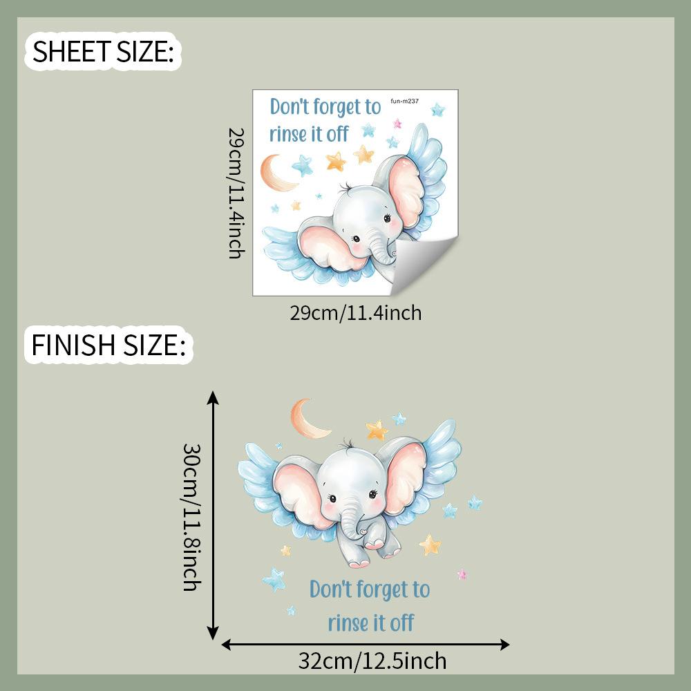Cartoon Little Elephant Star Moon Bathroom Toilet Toilet Home Beautification Stickers