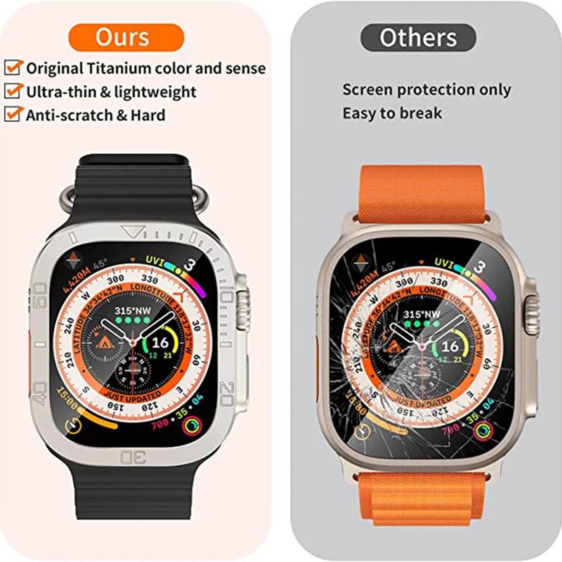 Ochranné sklo pro Apple Watch Ultra 3 2 1 49mm Pouzdro Příslušenství Kovový Rámeček + Tvrzené Sklo Pro iWatch Ultra Kroužek Rámečku