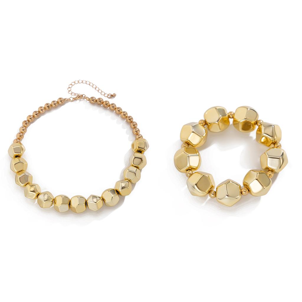 Salircon Minimalism Geometric CCB Beads Chain Choker Necklace Bracelets for Women Men 2026 Trend Punk Party Jewelry Set