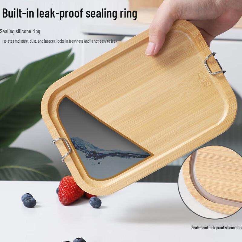 Junkaiwei Outdoor Stainless Steel Lunch Box with Bamboo Lid