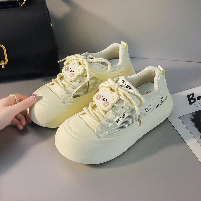 0 Thick-soled New Spring Low-top Sports Shoes Student Ugly Cute Little White Shoes Heightening Bread Shoes