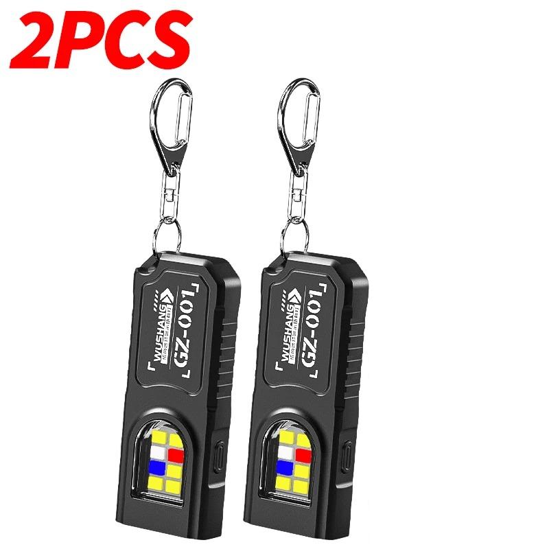 Mini Keychain Lamps USB Charging Head Torch Light Waterproof Hiking Camping Lights Protable Rechargeable Keychain Flashlights