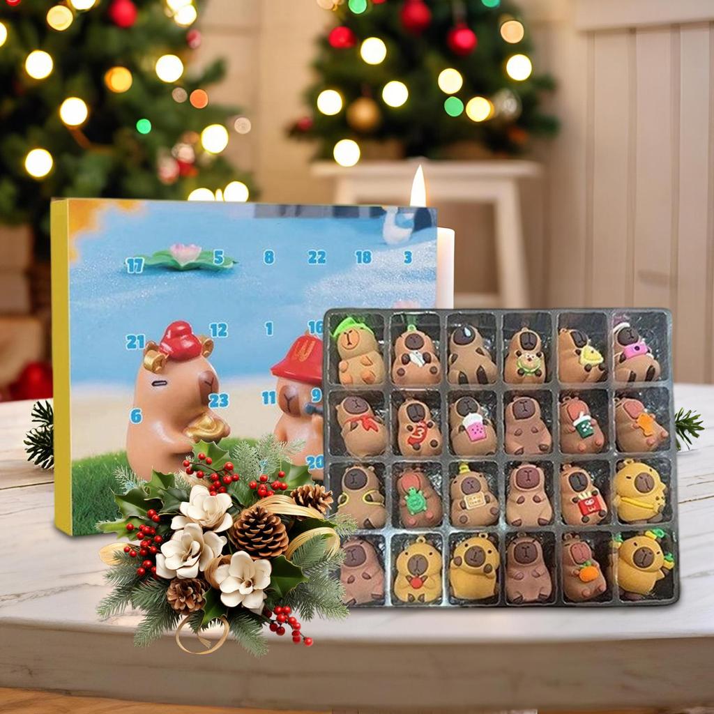 Ημερολόγιο Αντίστροφης Μέτρησης Χριστουγέννων Καπιμπάρα 24 Ημέρες Ημερολόγιο Αντίστροφης Μέτρησης Χριστουγέννων με Συλλεκτικές Φιγούρες για Δώρα Πάρτι Χριστουγεννιάτικες Διακοσμήσεις