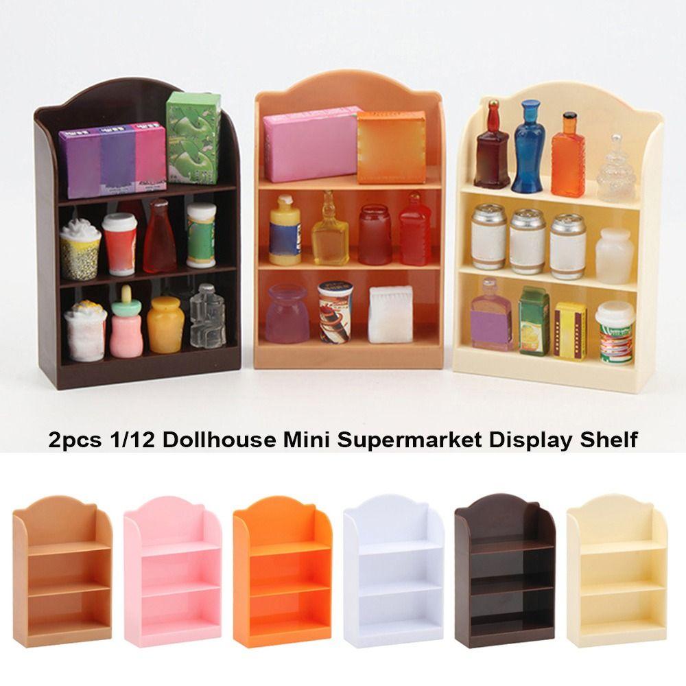 2pcs Plastic Supermarket Display Shelf  Miniature Furniture Accessories