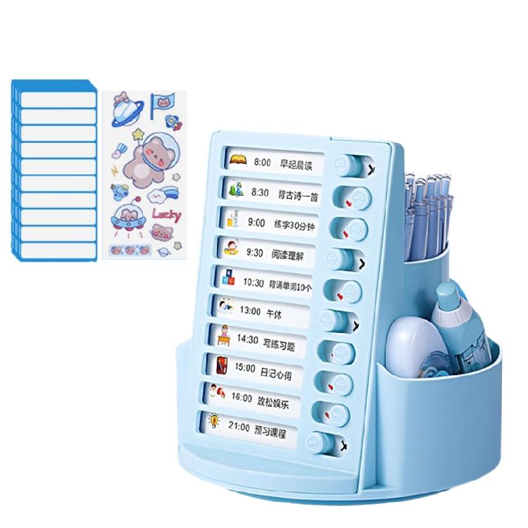 2 in 1 Stationery Organisers Pencil Holder Rotating Pen Holder with Calendar Desk Organizers 2025 Desk Calendar синий