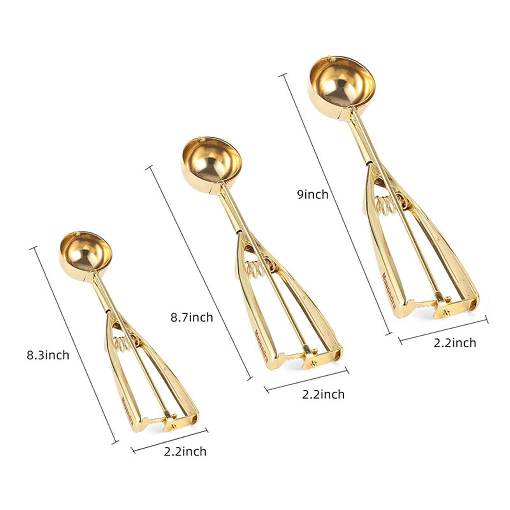 Easy To and Clean Metal Ice Cream Ball Spoon Multi-Functional and Sturdy Wide Applications Stainless Steel, Gold, M