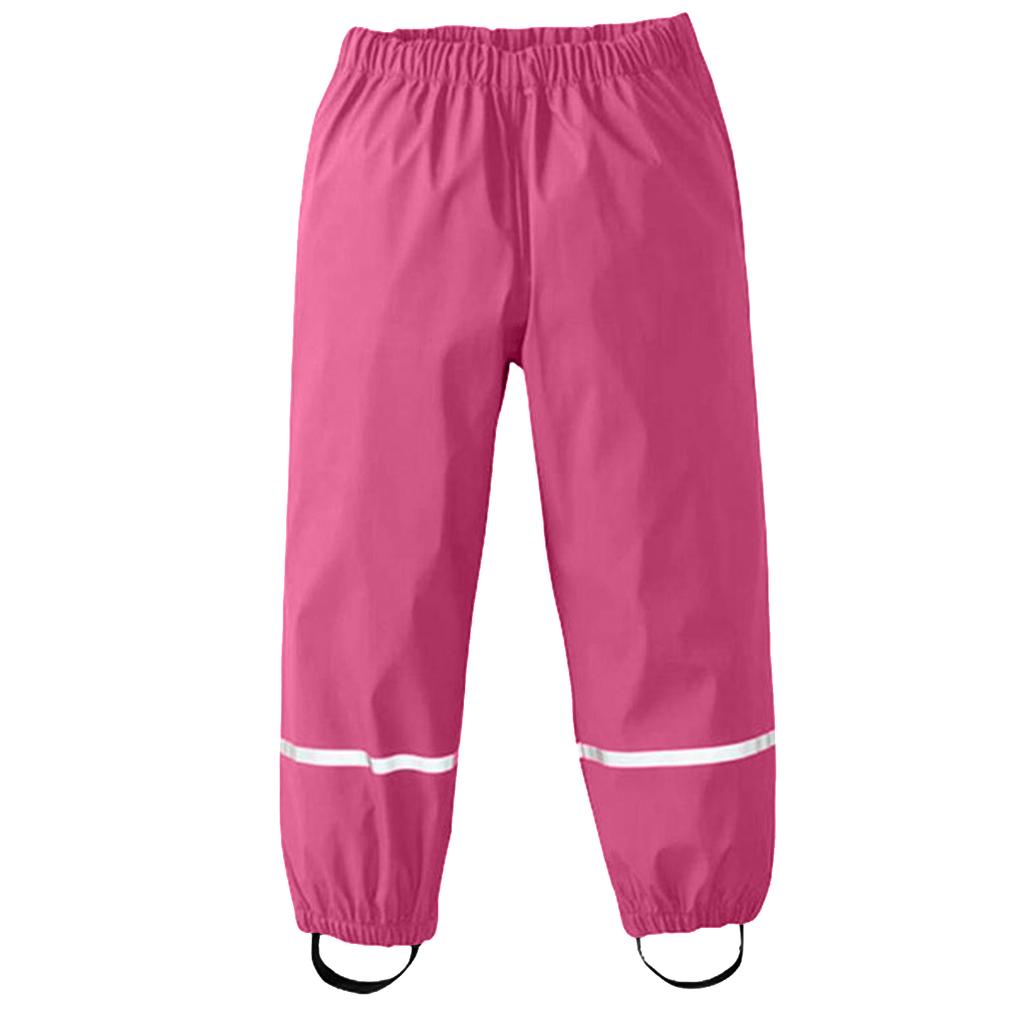 Unisex Rain Pants for Kids Lightweight Elastic Waist Outdoor Trousers with Reflective Stripes Suitable for School Sports and Hiking