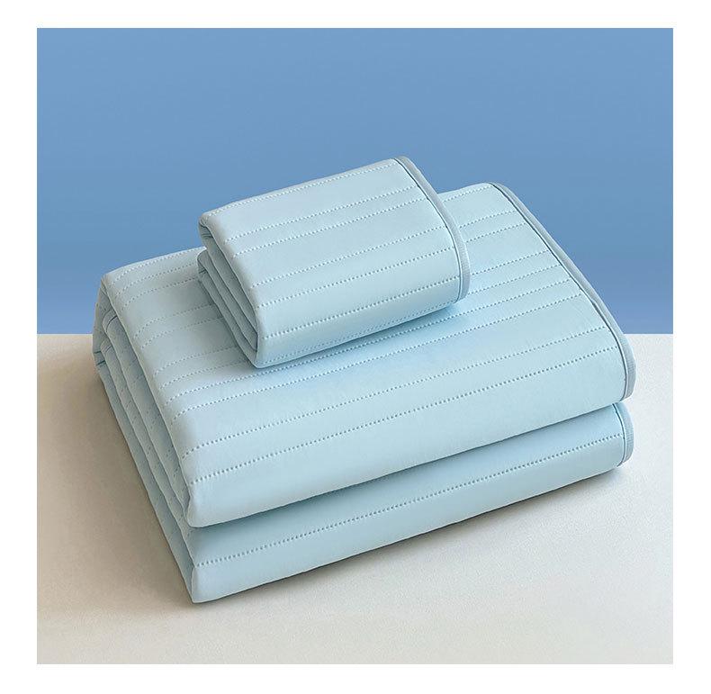 Spandex Ice Silk Cool Touch Bed Mat & Summer Quilt 4-Piece Set