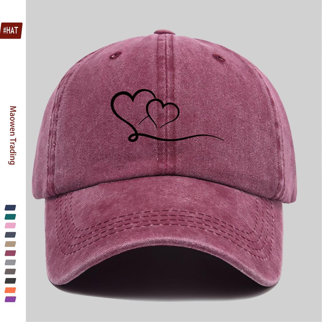 Pc Einfacher Herzlinien-Print Baseballkappe Unisex-Design Sonnenhut Mehrfarbig erhältlich Papa-Kappe Bequemer Leichter Sonnenhut
