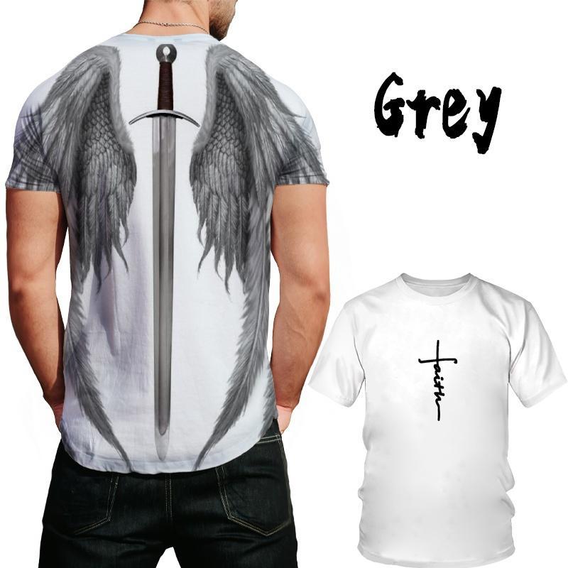 Módní trička s motivem andělských křídel Módní letní pánská trička s krátkým rukávem Cool Streetwear Oversized trička s 3D potiskem kříže