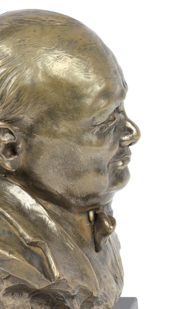 Winston Churchill - marble bust, statuette of a famous person, decoration for office, school, and hotel by the Art-Dog brand