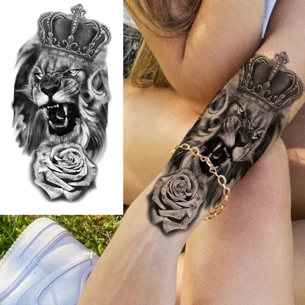1 Sheet Death Skull Fake Folwer Skeleton Temporary Tattoos For Women Men Adults Evil Devil Tattoo Sticker Rose Peony Flora Leaf