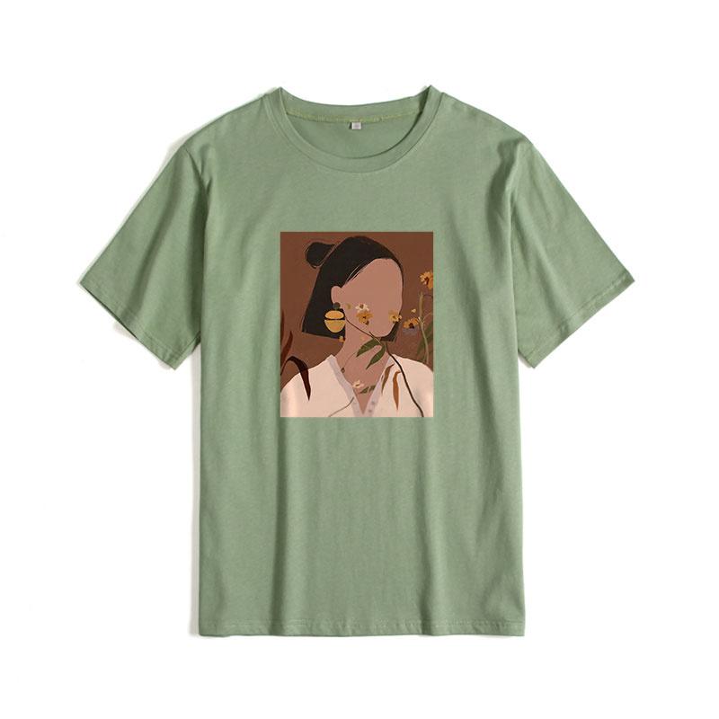 Camisetas Estéticas Estampadas de Manga Corta Hirsionsan para Mujer 2021 Verano Moda Chic Camisetas Holgadas Gráficas Góticas Tops Casuales Femeninos