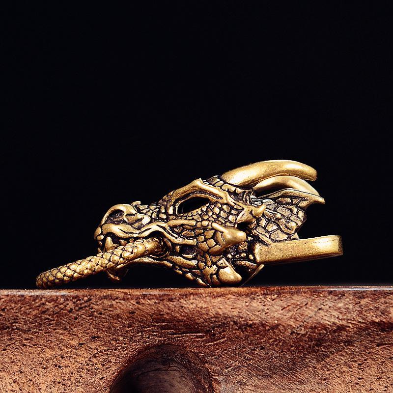 Brass Zodiac Dragon Statue Retro Animal Crafts Luck Success Feng Shui Ornament Home Decor Hanging Accessories