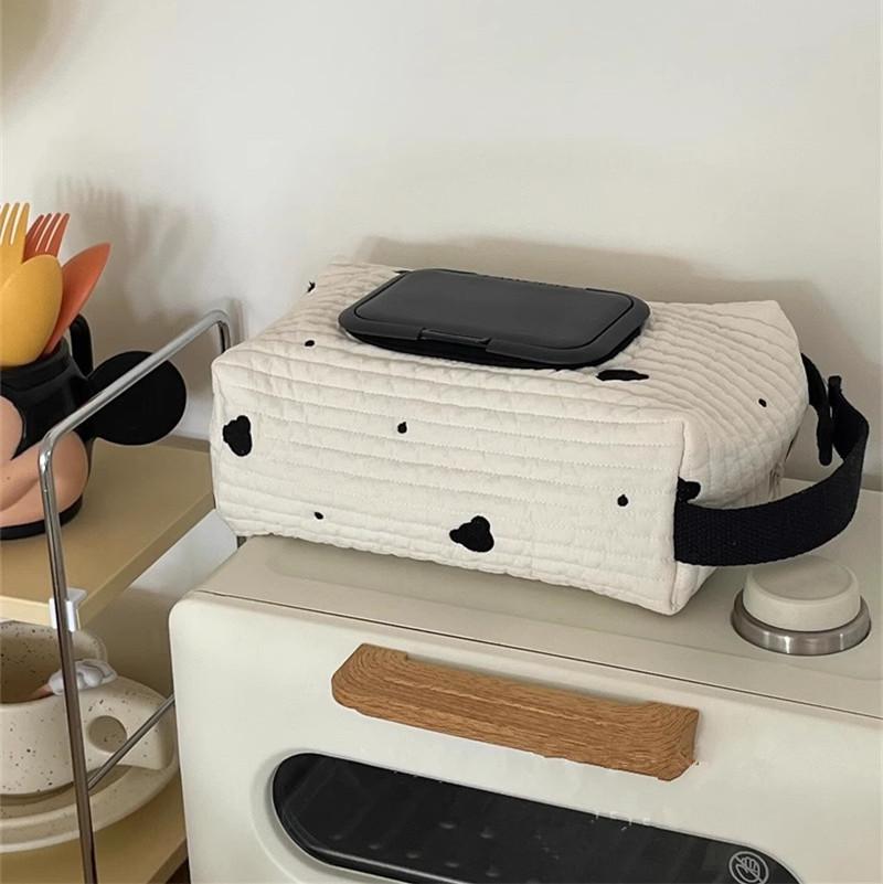 Ins Car Tissue Box Hanging Cartoon Car Seat Back Tissue Hanging Bag Baby Stroller Wet Tissue Storage Bag