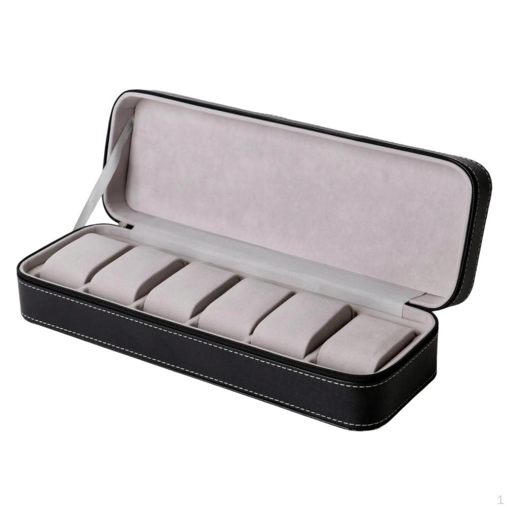 Watch Organizer with Fastener Zippered Leatherette for Collectors
