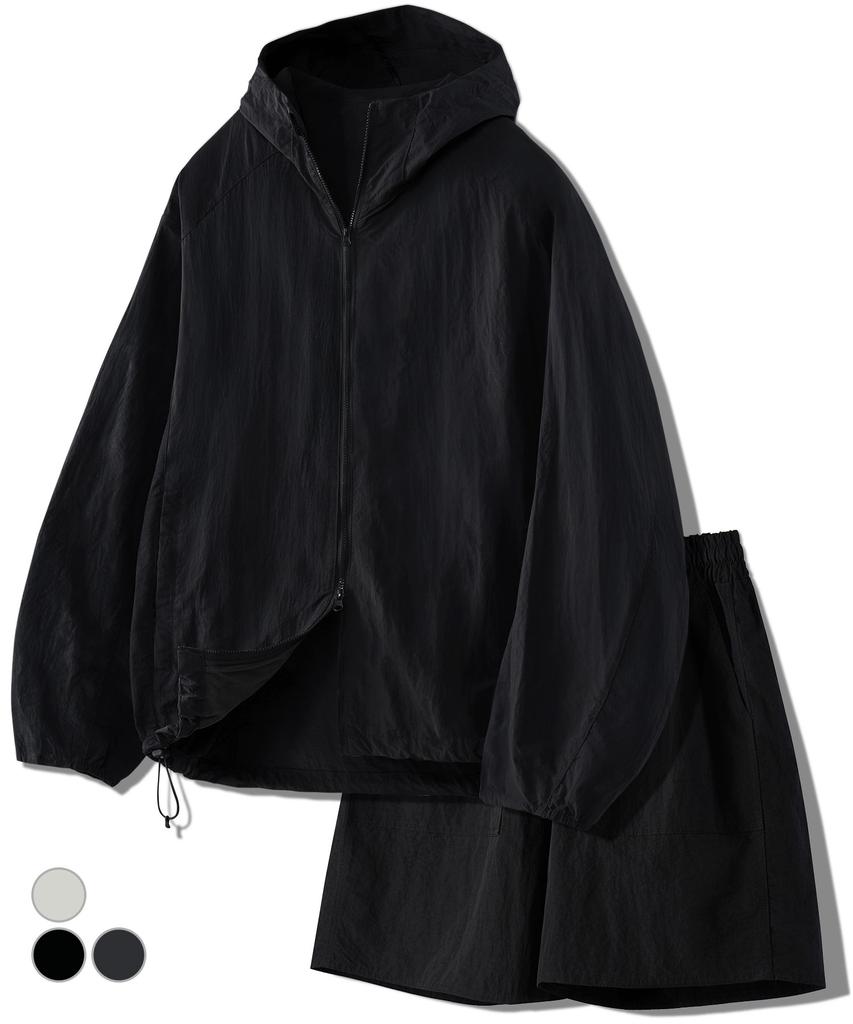 Untapped Studio [Set Up] 2-Way Nylon Windbreaker + Nylon Shorts Set-Up