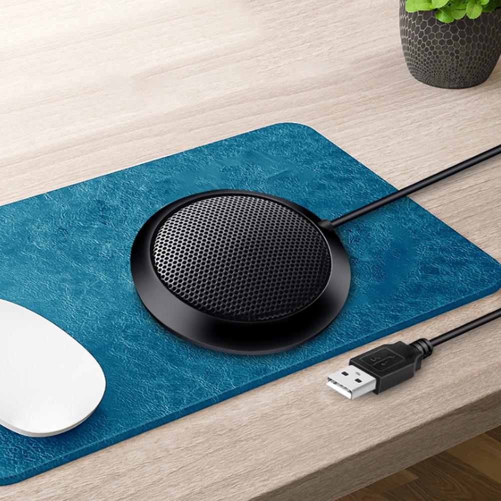 USB Omnidirectional Pickup 360-Degree Sound Metal Mesh Cover Microphone for Desktop Meetings