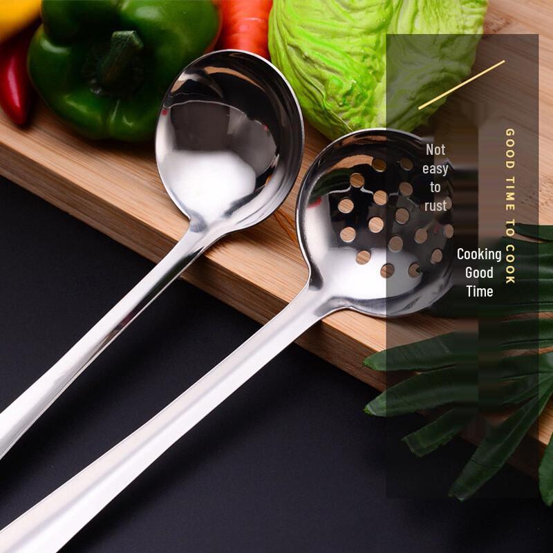 Stainless Steel Hot Pot Soup Ladle & Slotted Spoon Set