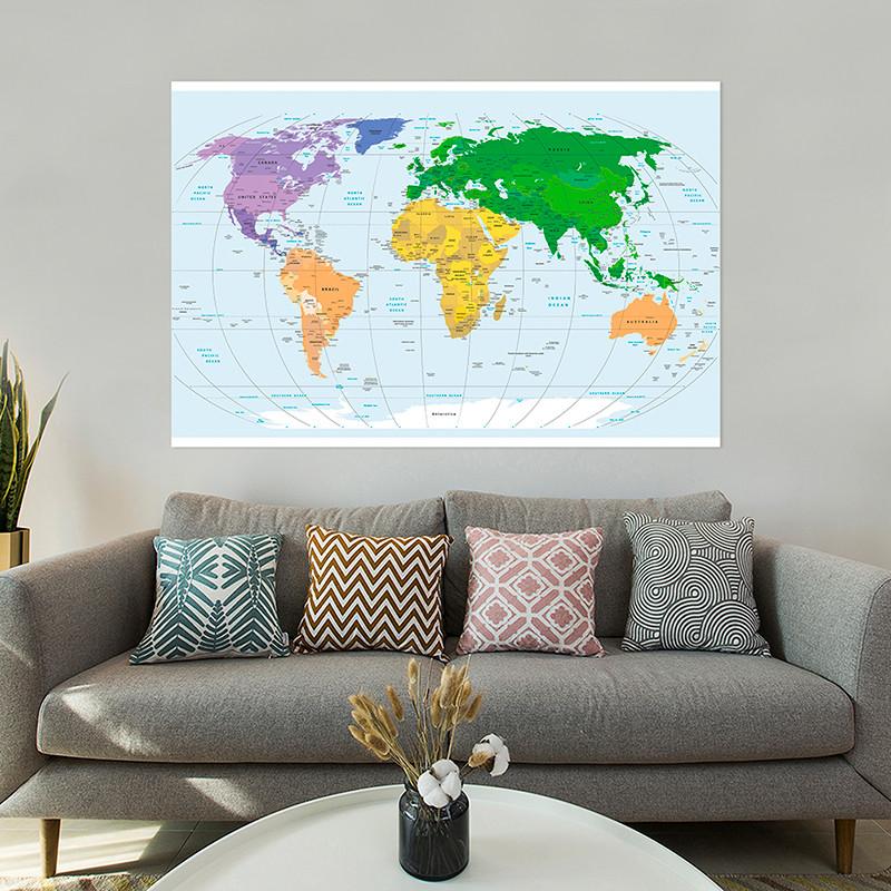 Wall Map Theme Series Background Cloth World Map Poster Wall Decor School Travel Supplies