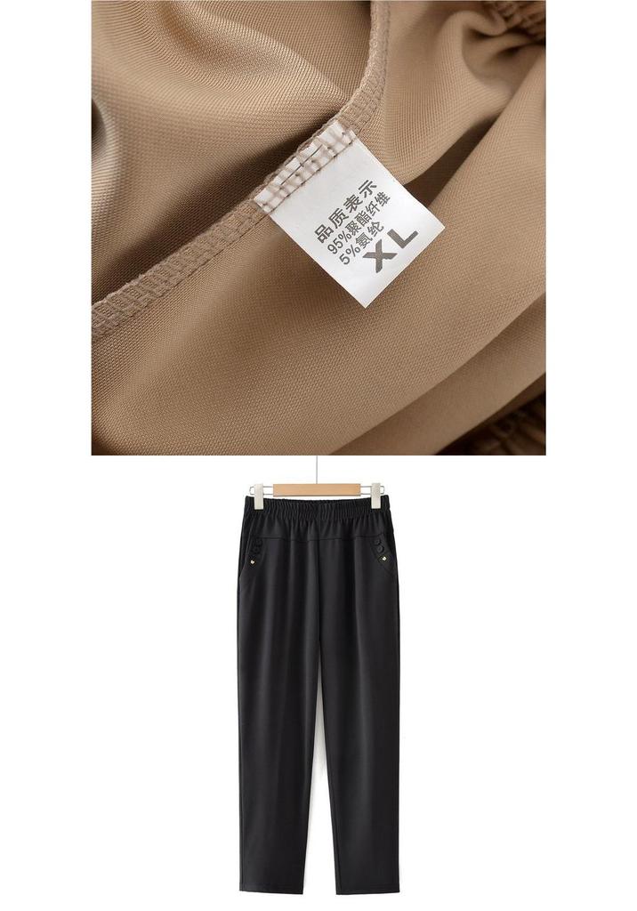 Summer High-Waisted Wide-Leg Pants for Middle-Aged Women