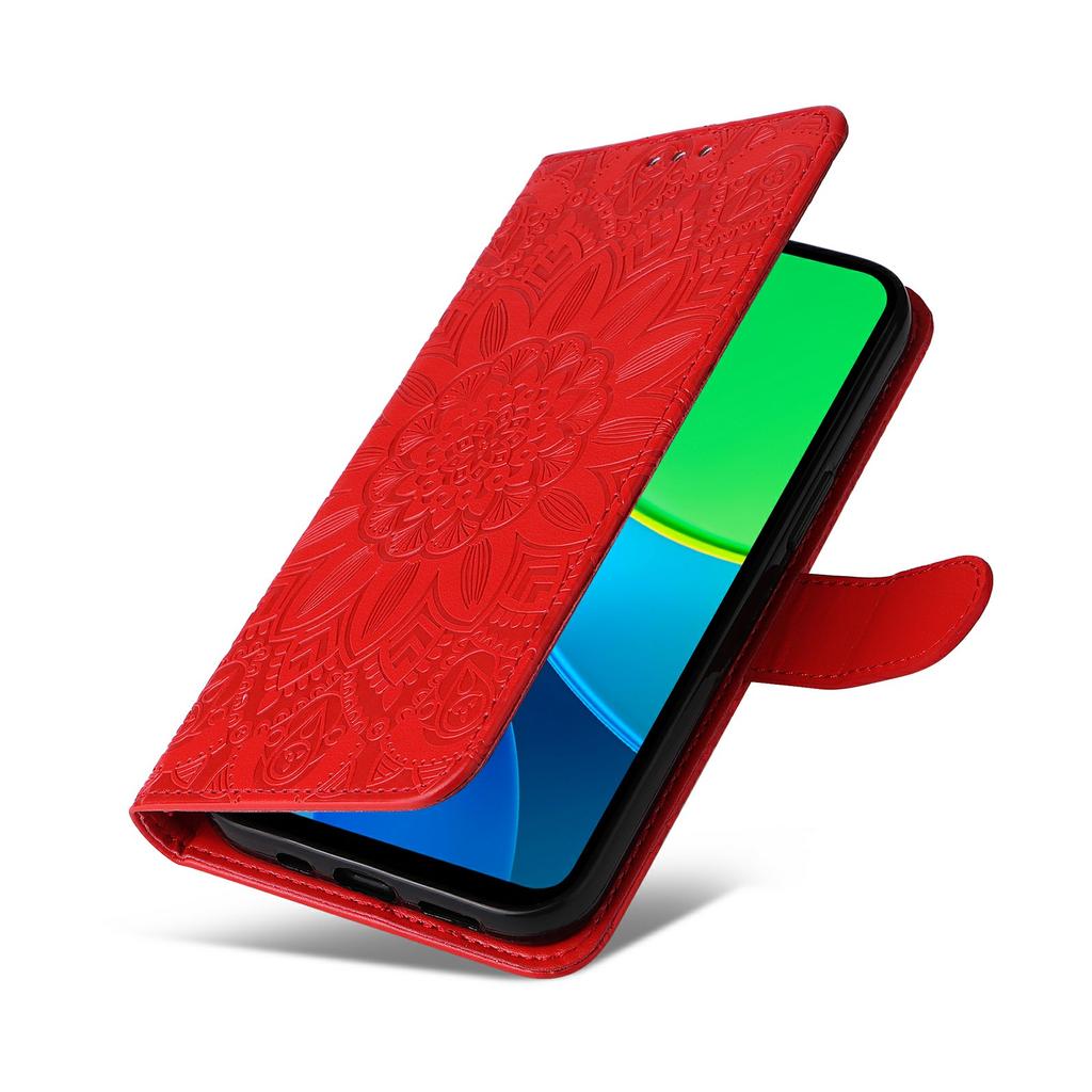 For vivo Y29 5G/Y19s 4G Case Sunflower Imprint Leather Wallet Phone Cover