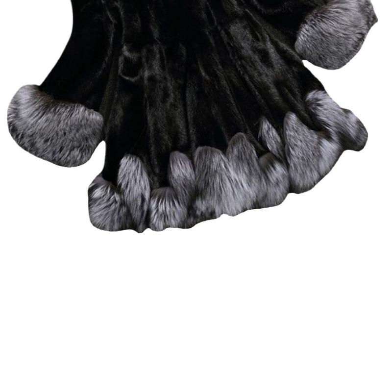 Imitation Fur New Fashion Imitation Mink Imitation Fox Fur Women's Coat Slim Hooded Medium and Long Coat