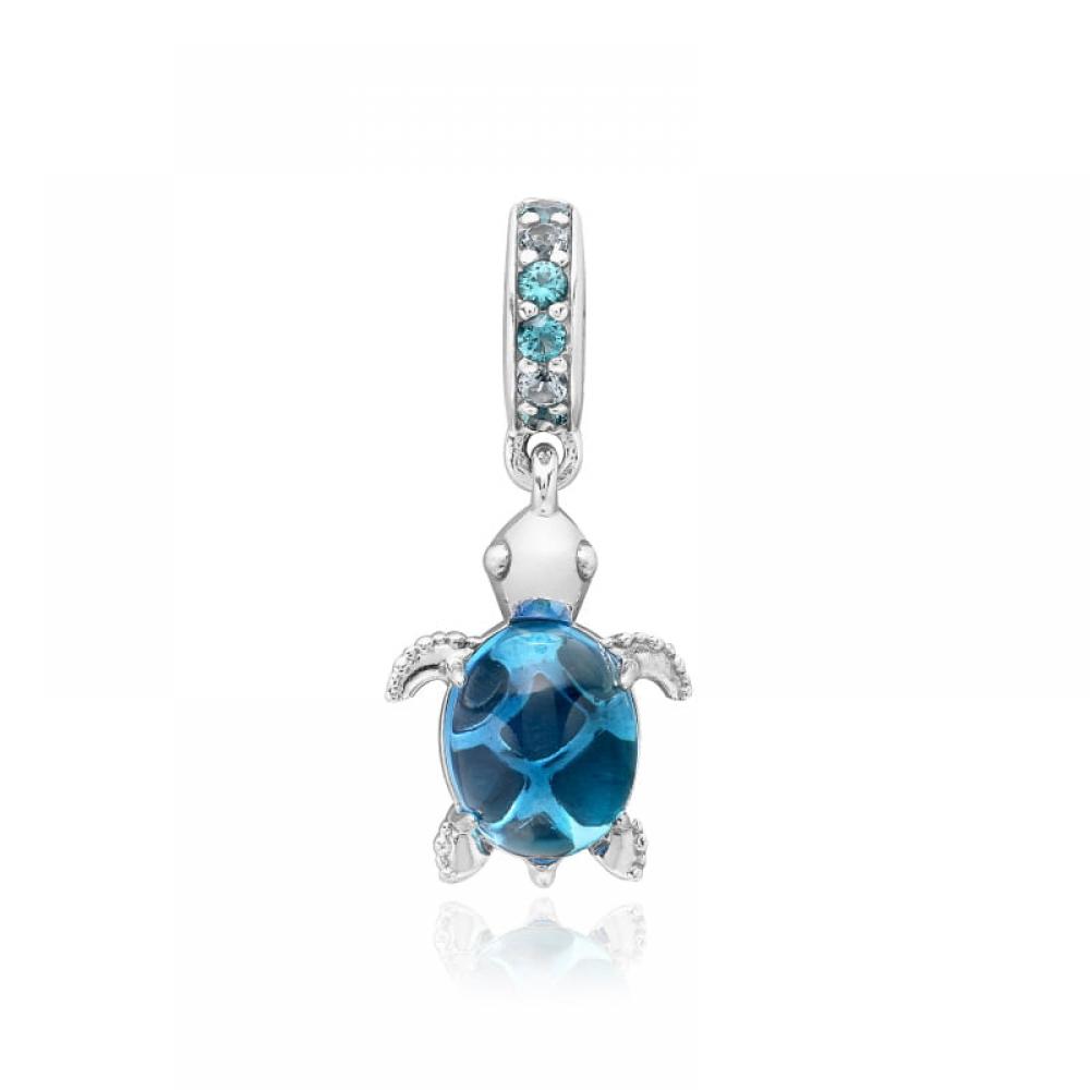 PAndora 798939c01 Murano Glass Sea Turtle Pendant And Dangle Silver Charm