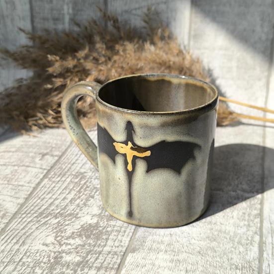 350ml Flaming Dragon Pattern Mug Ergonomic Handle Milky Yellow Glaze Mug