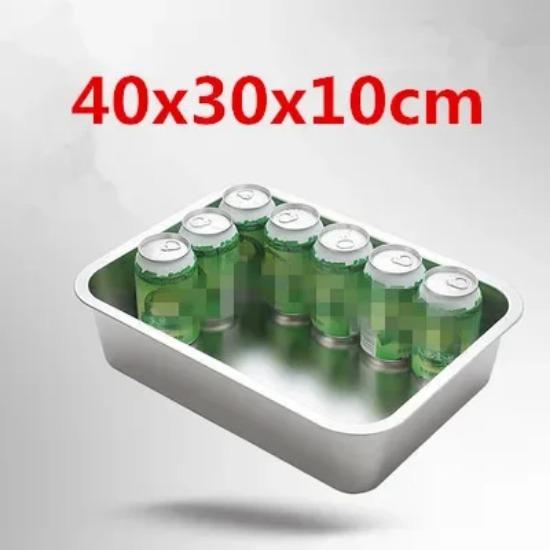 304 Stainless Steel Flat Bottom Rectangle Square Basin with Covered Dish Buffet Plate Food Basin Grilled Plate Bbq Storage Tray
