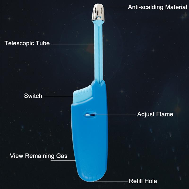 Candle Lighter Adjustable Kitchen Igniter Mini Butane Gas Refillable Plastic Torch Lighter for BBQ Outdoor Fire Start 11-18cm