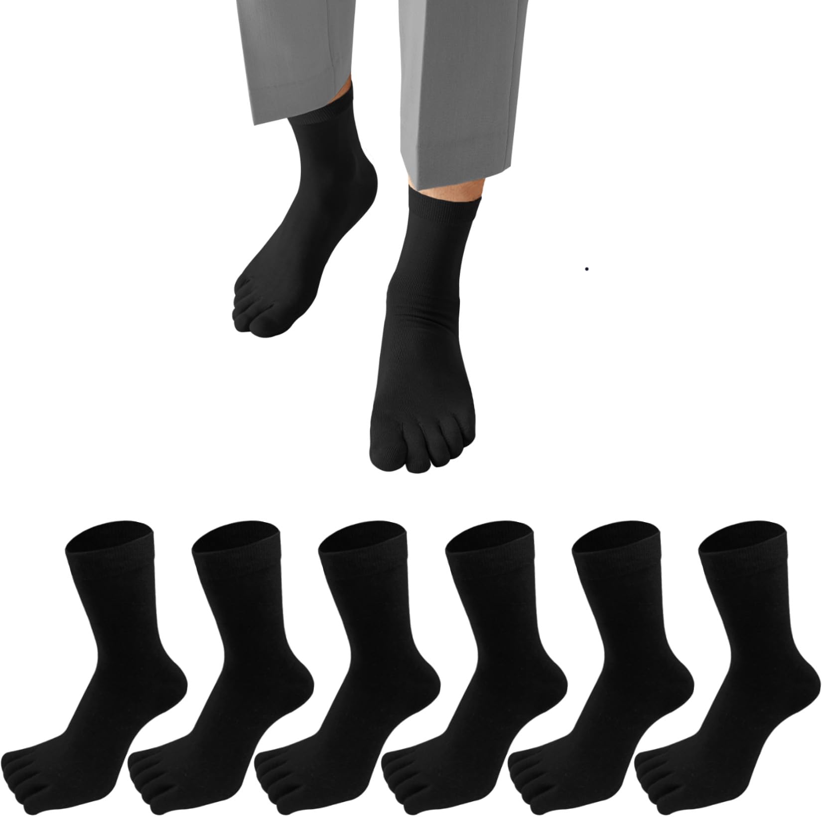 

XKAOPUTE Набор для бизнеса Подходит для и Все запахи Половина экипажа Посадка Мужские пятипалые носки, 6, Стиль, Хлопок, Спорт, Бег, Сезоны, Устойчивый,