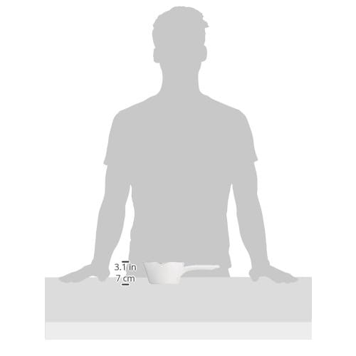 Fuji Enamel Stain-Resistant Milk Pan NEIGE, 14cm, 0.7L, Painted Finish, White, N-14M, with Measuring Tape