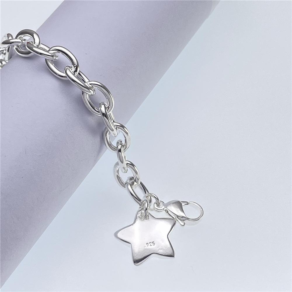 High Quality 925 Stamp Silver Pretty Star Pendant Bracelets for Women Fashion Designer Jewelry Party Wedding Christmas Gifts