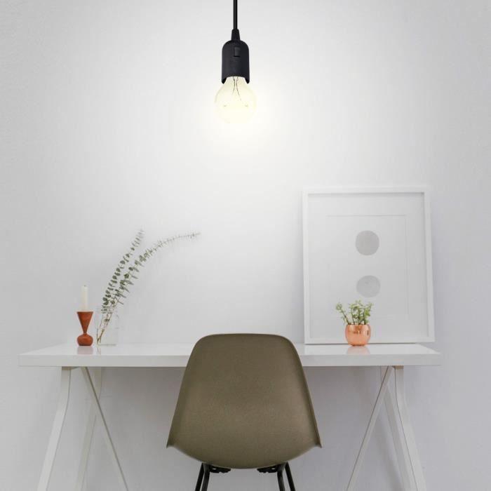 Douille e27 avec fil - kwmobile - support de lampe - noir - compatible ampoule e27 - interrupteur inclus