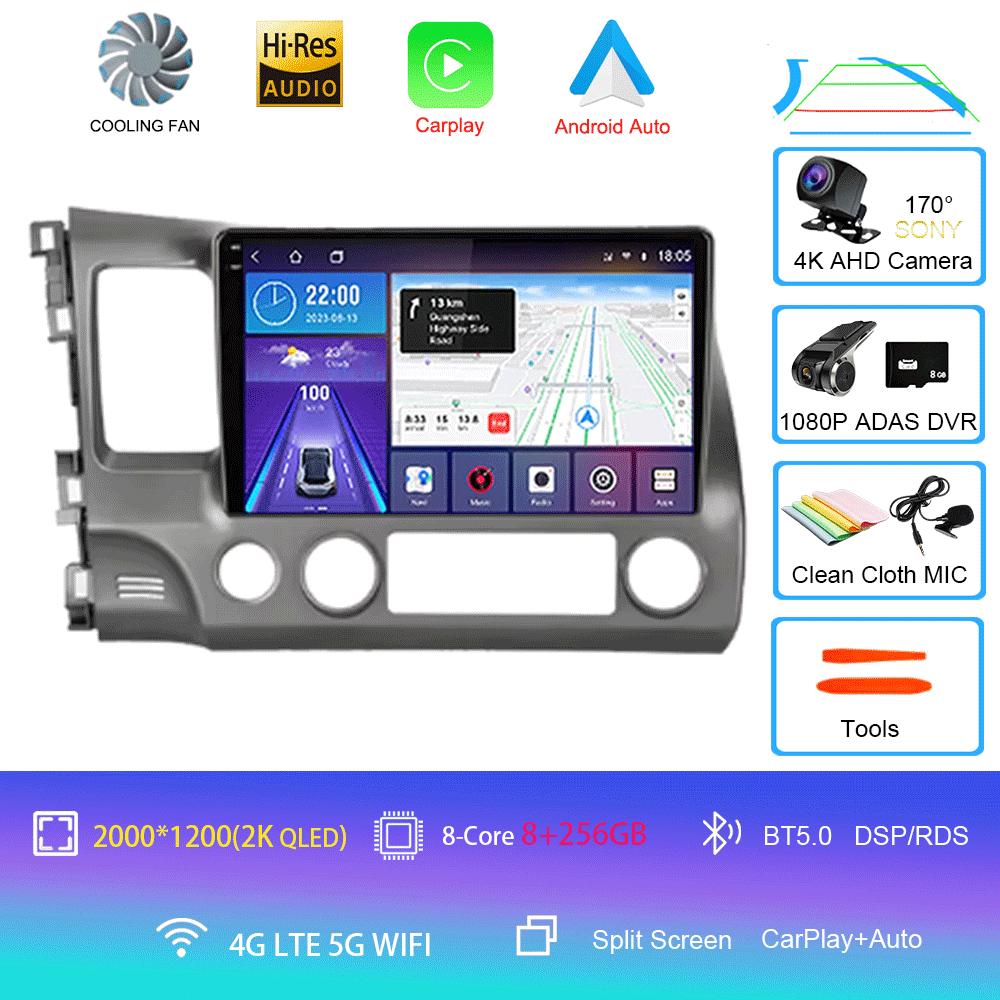For Honda Civic 2005 - 2012 2Din 4G Android 14 Car Stereo Radio Multimedia Video Player Navigation GPS Head Unit Carplay Monitor