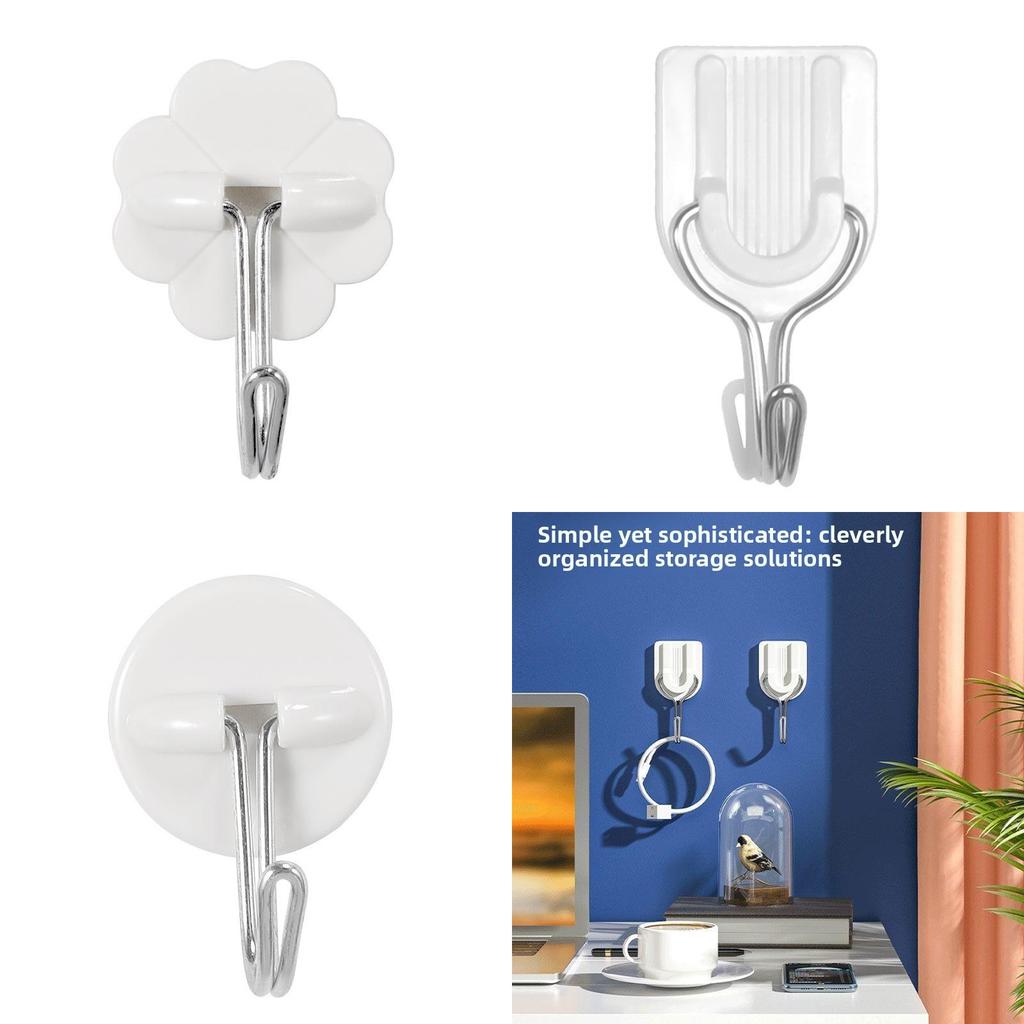 Compact Sticky Plastic Hook Rounded Design Bathroom Kitchen Storage Decoration