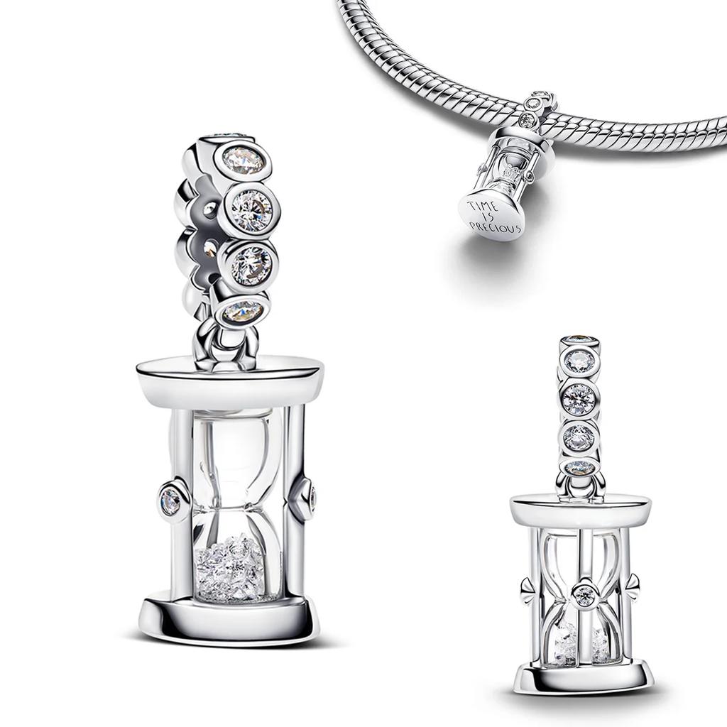 New 925 Silver Heart Moon Wreath Reindeer Diamond Snowflake Key Chain Pendant Charms Beads Bracelets Necklaces Jewelry Gifts